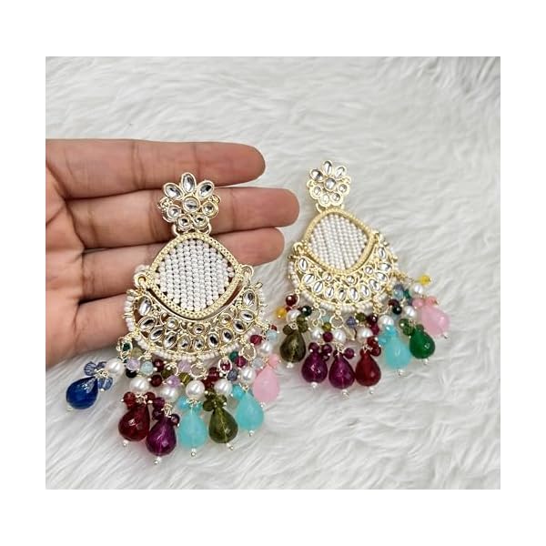 Multi crysrtal and pearls earrings - Image 5