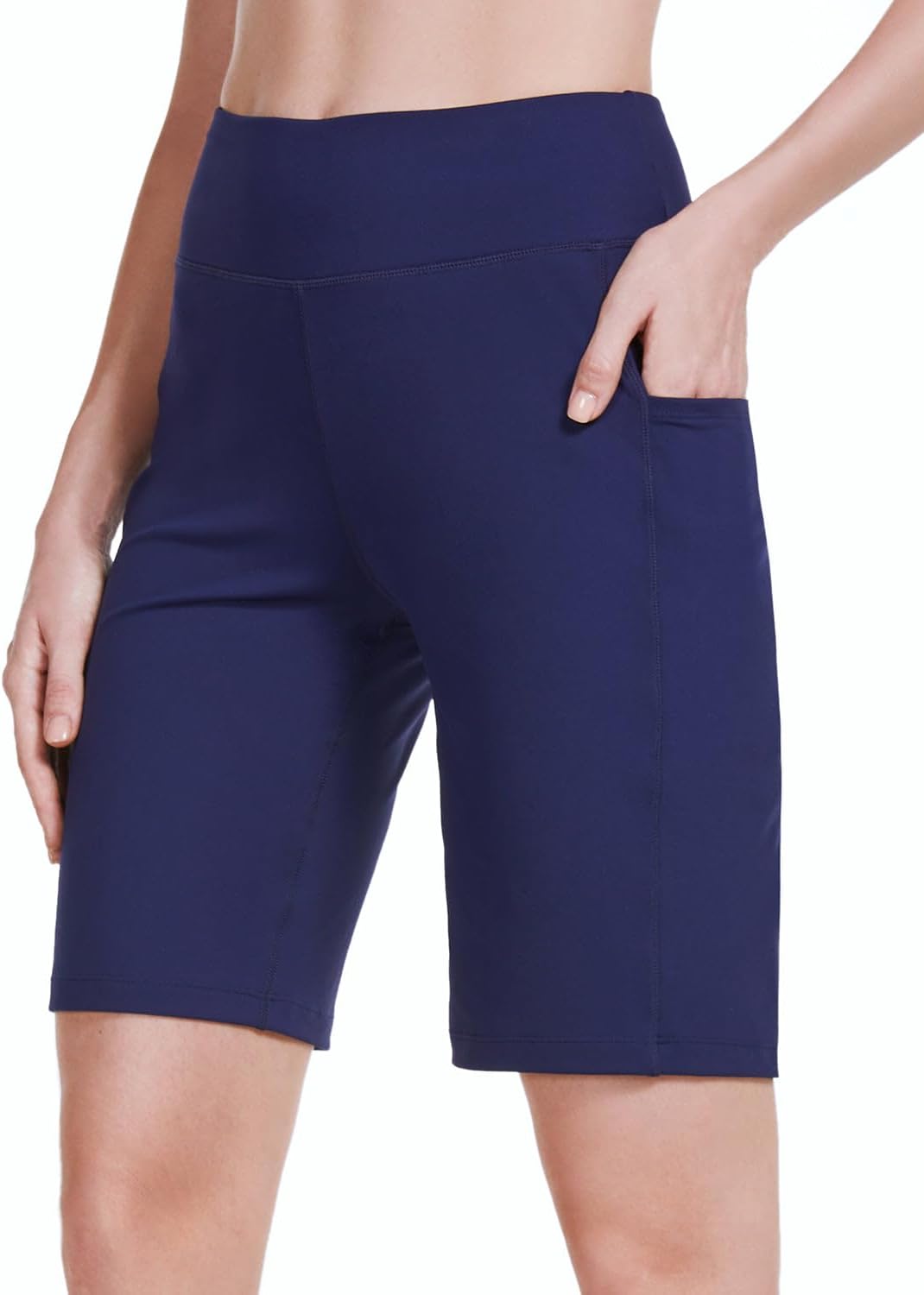 baleaf Women's 10" Long Bermuda Shorts Above Knee Length with 3 Pockets Walking Athletic Workout High Rise Yoga Running