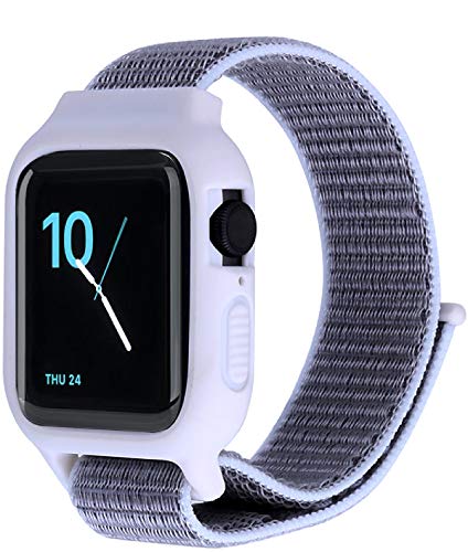 Image of NGAGE Silicon Case with Nylon Hook and Loop Strap【Watch Not Included】 Compatible with Apple iWatch Series 1-2-3-4-5-6-SE | 42mm & 44mm (Seashell)