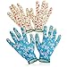 Produktbild com-four® 2er Set Gartenhandschuhe für Damen, Blumenmotiv, aus Latex, Antirutschbeschichtung, Größe M (02 Paar - blau/weiß - Größe M)