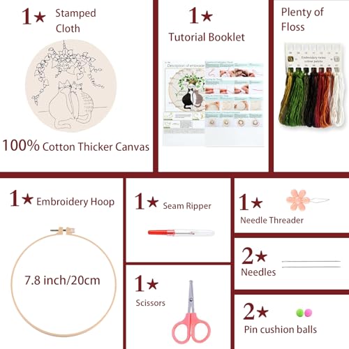 Image of artcici Embroidery Kits Plant Flower Leaf English Letter Patterns for Beginners Adults, Full Range Embroidery Starter Kits Cross Stitch Needlework Supplies (Letter Y)