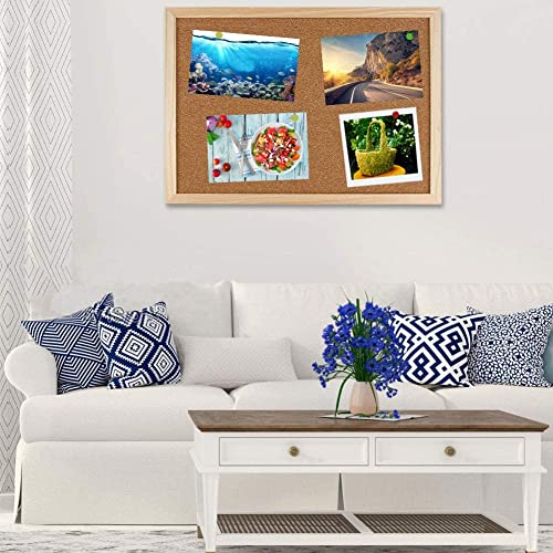 Cork Board Bulletin Board - 15.7 X 12 Inches Vision Board Wood Frame Corkboard Message Board Wall Mounted Pin Board For School, Home & Office (With Pins, Eye Bolts, Gaskets, Screws) #TOP5