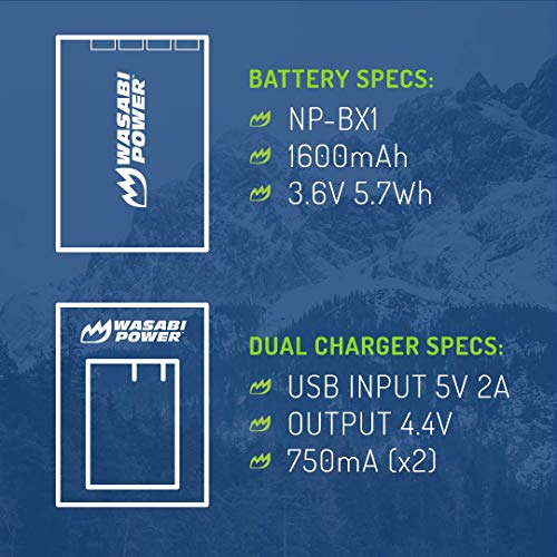 Wasabi Power Np-Bx1 Battery (2-Pack) And Dual Usb Charger For Sony Np-Bx1/M8, Zv-1, Zv-1 Ii, Cyber-Shot Dsc-Hx95, Hx99, Hx350, Rx1, Rx1R Ii, Rx100 (Ii/Iii/Iv/V/Va/Vi/Vii), Fdr-X3000, As300, And More #TOP4