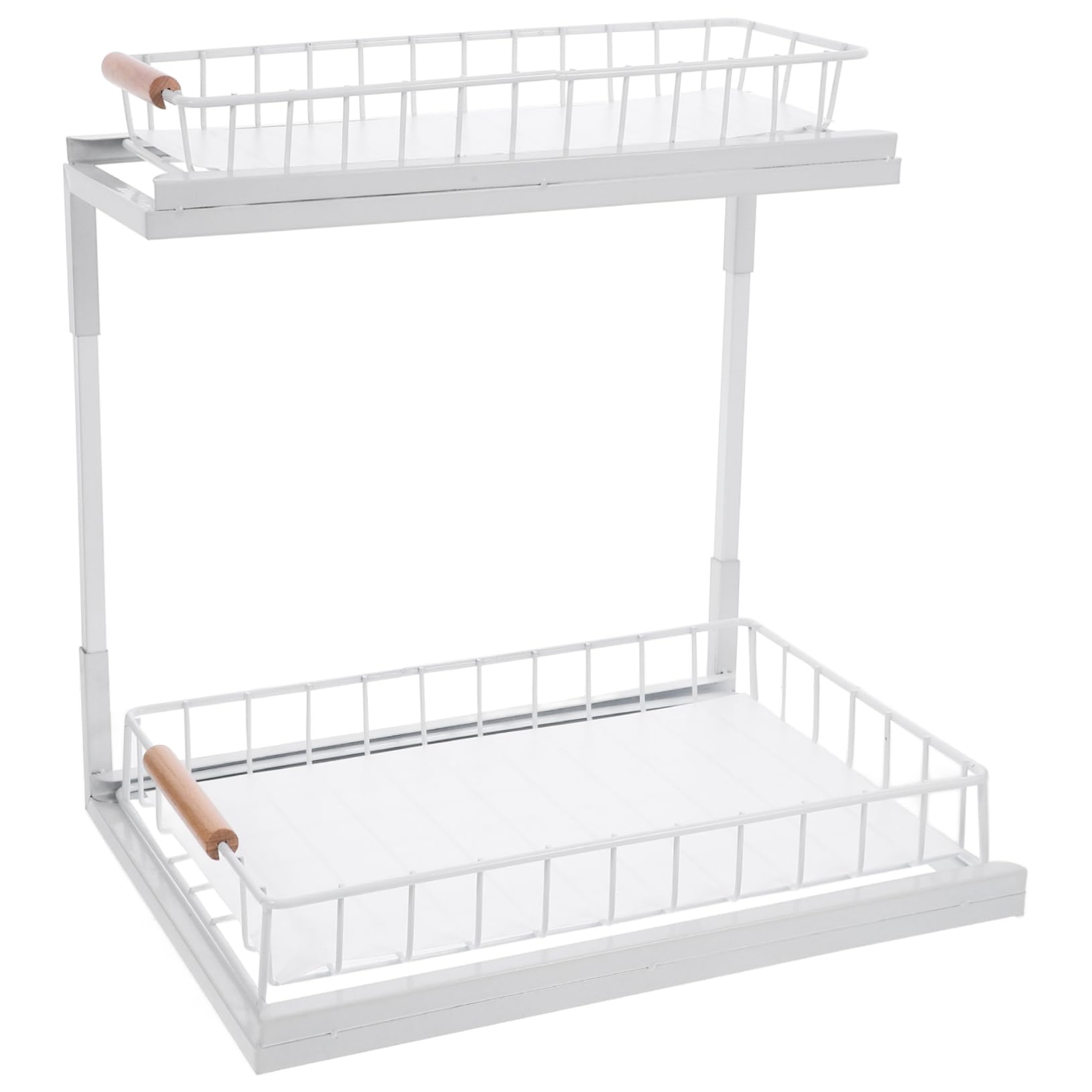 COLLBATH Organizer Capiente Sottolavello Cucina a 2 Livelli Estraibile e Scaffale Porta in Acciaio al Carbonio Bianco Pratico Spezie