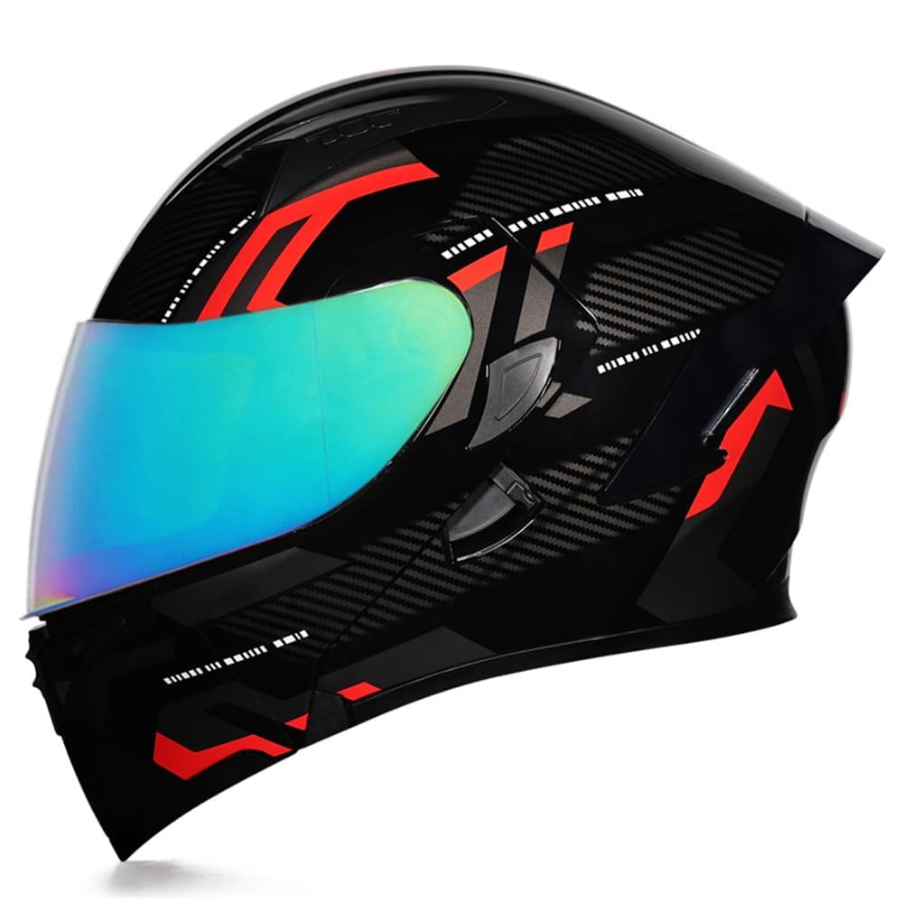 Full Face Flip Up Motorcycle Modular Helmet Integrated Motorbike Dual Visor for Adults Men Women Moped Street Racing DOT Approved — view 22