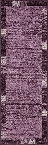 Image of Unique Loom Del Mar Collection Area Rug- Transitional Inspired with Modern Contemporary Design(2' 0 x 6' 1 Runner, Purple / Beige)