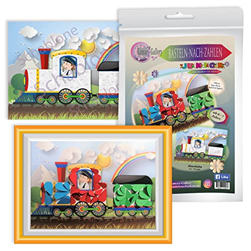 Kamary-Gallery Papierbastelset Eisenbahn, Bastelset für Kinder ab 6 Jahre, Basteln nach Zahlen, 3D basteln mit Papier, Kindergeburtstag Gastgeschenk, Geschenk für Kinder Cover