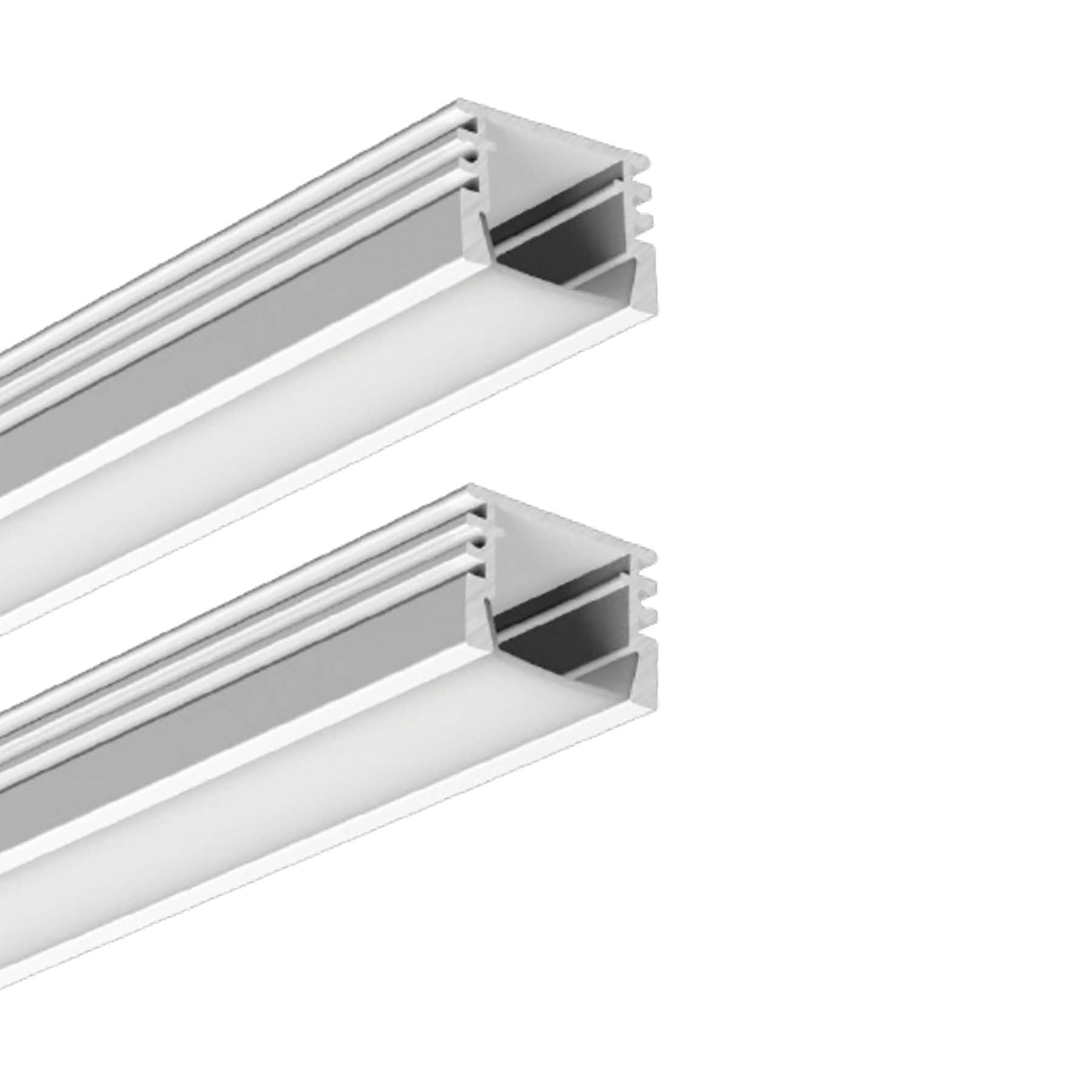 G.W.S® Surface Mounted LED Profile, 2-Pack Aluminium Channel for LED Strip Light, 1 Metre 17.5mmx12mm (006-M1712)