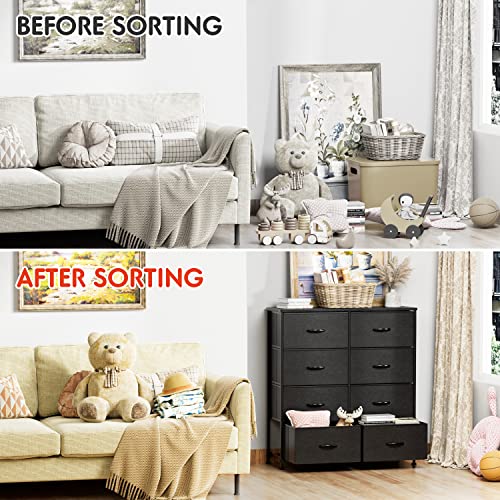 Yeshomy Modern Dresser With 8 Drawers, Wide Chest Storage Tower And Clothes Organizer Unit For Bedroom, Living Room, Hallway, Dormitory, Black #TOP6
