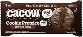 Cacow, Cookie proteico, Chocolate, Cobertura de chocolate meio amargo, All black, 10g de proteína, Fonte de fibras, Sem açúcares, 40g