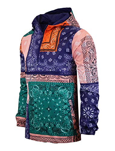 SCREENSHOTBRAND-S51011 Hip-Hop Hooded Water Resistant Windbreaker - Outdoor Lightweight Bandana Pullover Jacket-Purple-Small2
