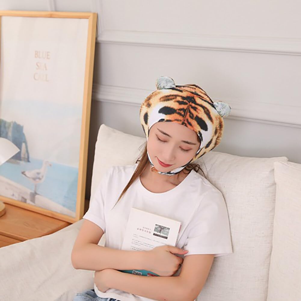 ikasus Tiger Plush Cute Cartoon Hat Dress Hat Cosplay Costume Christmas Party Dress Up Accessories Photography Hat Yellow#5