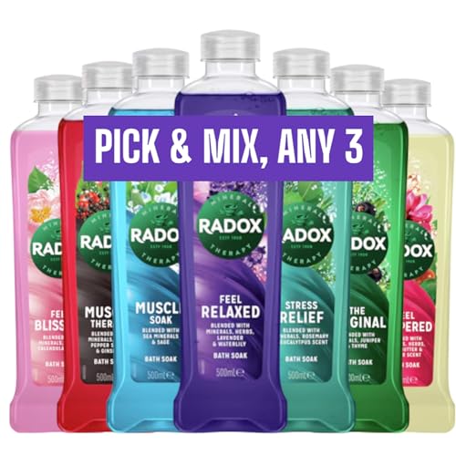 Radox Mineral Therapy Bath Soak Collection Bundle - Pick Any 3 Varieties | 3 x 500ml Bottles | Relax and Rejuvenate with Your Choice of Luxurious Aromatherapy Baths