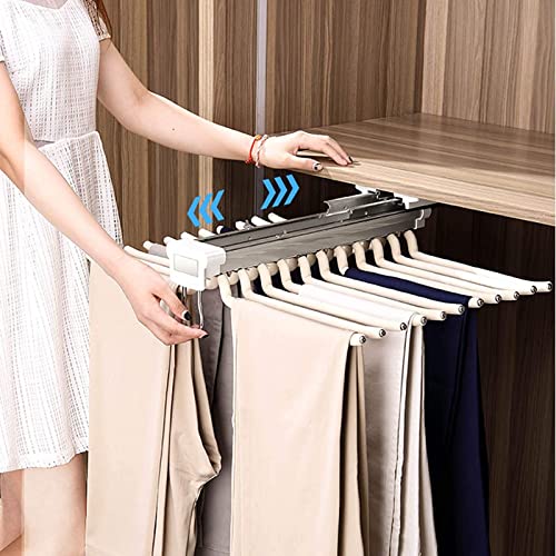 Organisateur de rail de garde-robe rétractable et rack pantalon