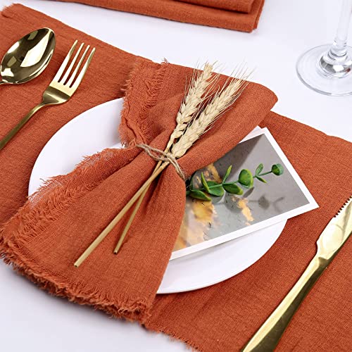 Handmade Cloth Napkins 100% Cotton Napkins,Delicate Cloth Napkins With Fringe Set Of 6,18 X 18 Inch Reusable Soft Napkins For Dinner,Party,Weddings,Christmas,Thanksgiving Day,Halloween(Orange)… #TOP1