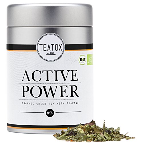 TEATOX Active Power Tee, Bio Grüntee mit Guarana (loser Tee im Grobschnitt in Tee-Dose)