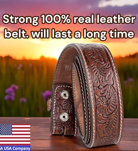 Image of F&L CLASSIC Western Belt without buckle for men - Full Grain Leather Cowboy Belts for jeans - One Piece Leather strap belt