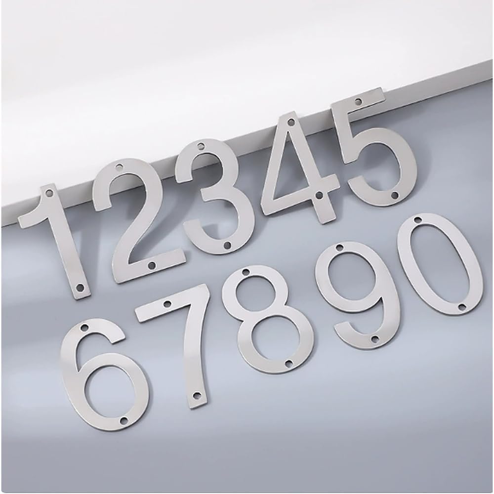 3D Floating Effect, Stainless Steel, Elegant, Number Sign, Outdoor Garden Decor(5)