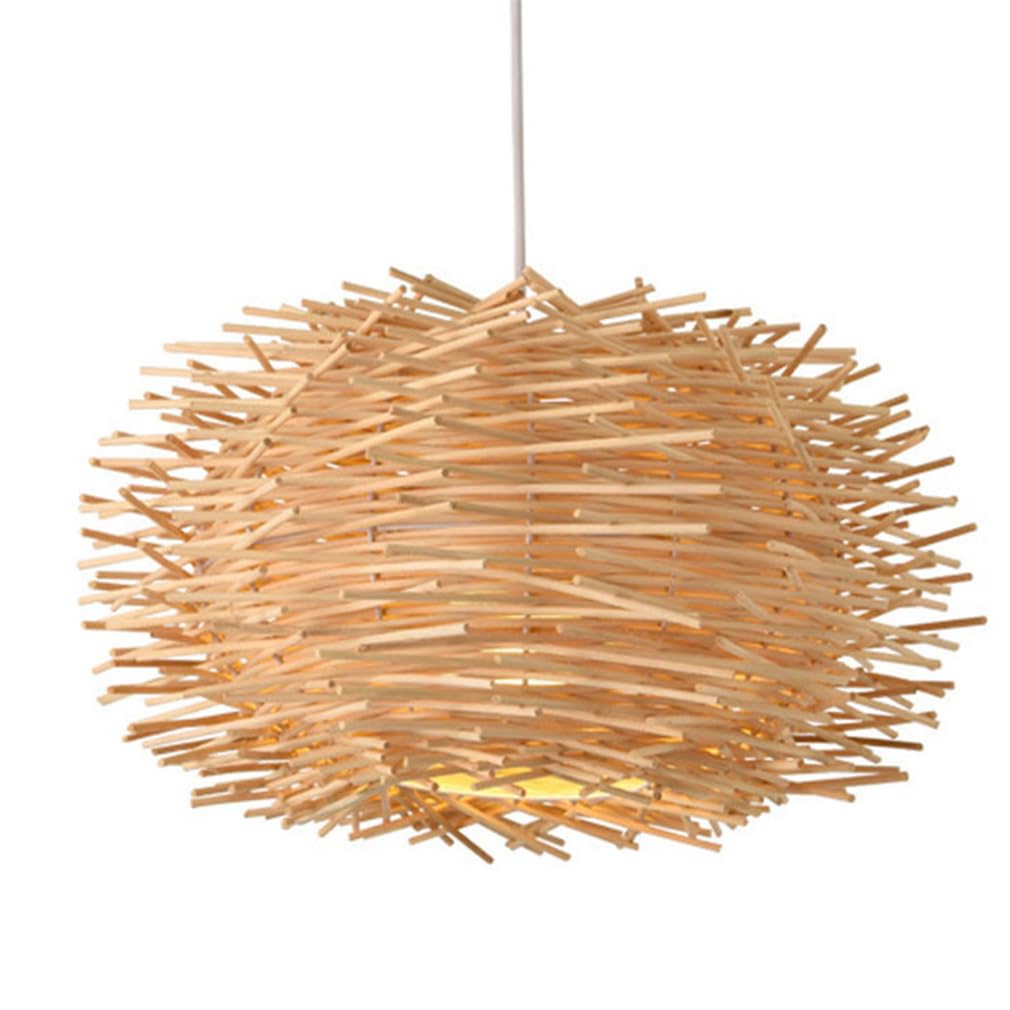 Lampadari A Nido D'uccello in bambù, Rattan, Materiale Naturale, Vimini, bambù Intrecciato, Lampada A Sospensione per B&B/Isola, Lampade in Rattan, Facile da Installare, Lampada in bambù