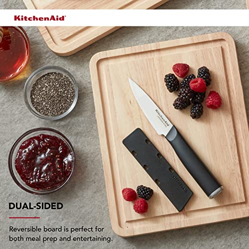 Kitchenaid Classic Rubberwood Cutting Board With Perimeter Trench, Reversible Chopping Board, 8-Inch X 10-Inch, Natural #TOP3