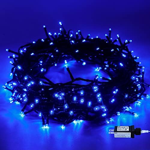Christmas Tree Lights Blue - 220 LEDs 82ft/25m 8 Modes End-to-End Plug in Outdoor Waterproof Decorative Fairy Twinkle Halloween Indoor String Lights for New Year/Wedding/Thanksgiving Day/Home/Room