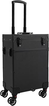 3 Tier Makeup Case w/LED Light, Rolling Lockable Makeup Case, Large Storage Cosmetic Trolley, Hairdressing Trolley Stylist Beauty Luggage Travel Organizer Tool Box for Make Up Artists (3 Tier)