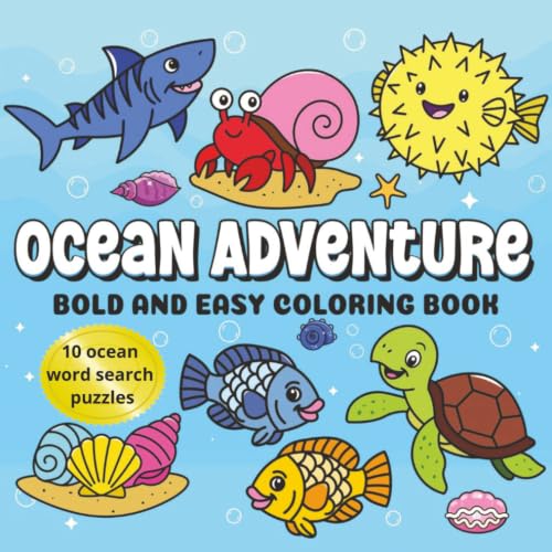 Ocean Adventures Bold and Easy Coloring Book: A simple and playful coloring book for adults and kids. image 2