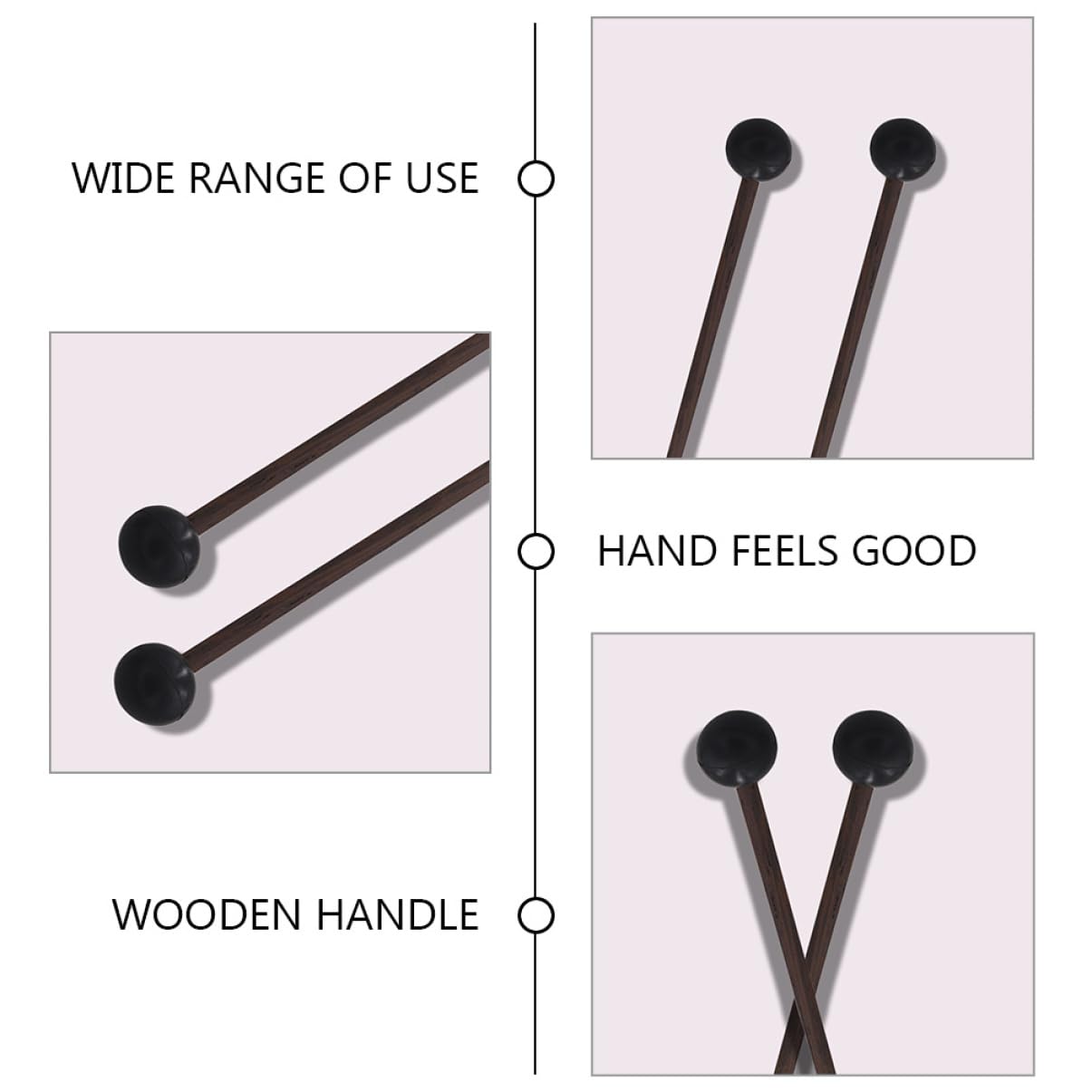 OFFSCH 2 Pairs Tongue Drum Mallets with Ball Head Durable Handles for Xylophone Marimba Performance Percussion Sticks for Drummers Musical Instrument Accessories