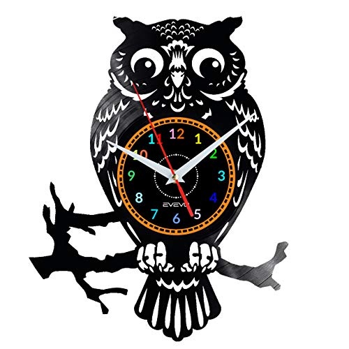 Reloj de pared de búho decorativo moderno disco de vinilo para regalo diseño elegante para amantes de la naturaleza y búhos W1736