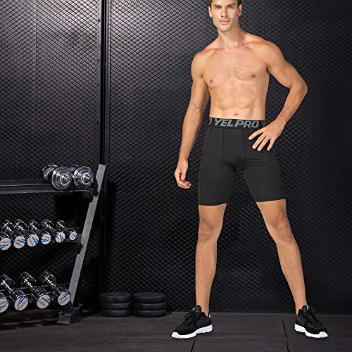 Leeofty Roupa interior ativo do exercício de Shorts da compressão de 3 homens do bloco com bolso