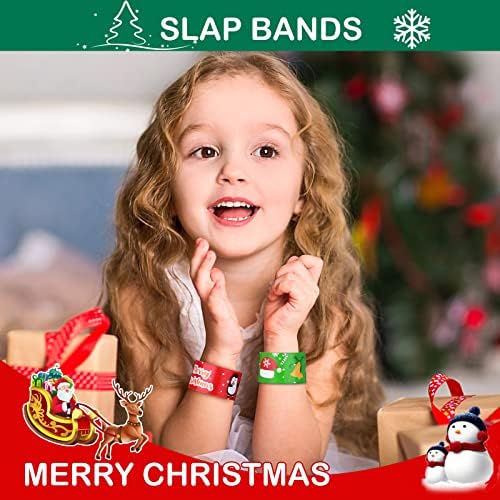 Christmas Slap Bracelets, 36Pcs Kids Party Bag Fillers for Kids Slap Bands for Kids Snap Bands Wristbands Party Supplies Gifts Toys for Xmas Party Gifts Fillers Birthday Party Gift Favours Prizes