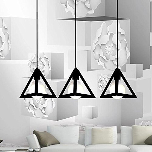 Image of GreyWings Modern Triangle Hanging Pendant Light for Ceiling, Black Metal, Antique Decor, E-27 Holder (Bulb is not Included) Pack of 4.