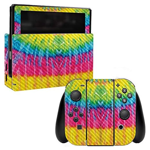 MightySkins Carbon Fiber Skin for Nintendo Switch - Tie Dye 2 | Protective, Durable Textured Carbon Fiber Finish | Easy to Apply, Remove, and Change Styles | Made in The USA (CF-NISWI-Tie Dye 2)