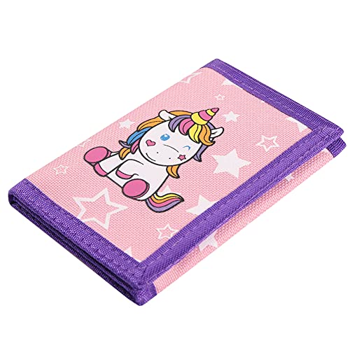 Image of Kids Wallet for Boys Girls Teens Trifold, Canvas Toddler Wallet for Boys, Cute Zipper Wallets Youth with Coin Pocket Card Holders, Novelty Wallets for Childrens Birthday Gifts, Unicorn 01, 0.4
