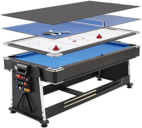 MightyMast Leisure Revolver 7ft 3-in-1 Multigames Pool/Air Hockey/Tennis Table
