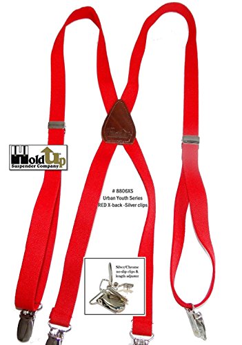 Hold-Ups Urban Youth 3/4\" wide Hold-Up Suspender in X-back with No-slip Clips (Red) - Thumbnail 7