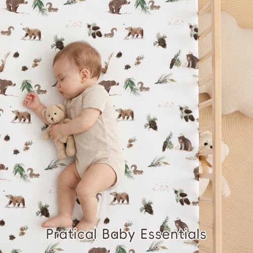 Image of david's kids 3 Pack Fitted Crib Sheets, Ultra Soft Breathable Comfortable Baby Sheet Set for Boys Girls Neutral, 28x52 Inch Fits Standard Crib and Toddler Mattresses, Woodland Animals