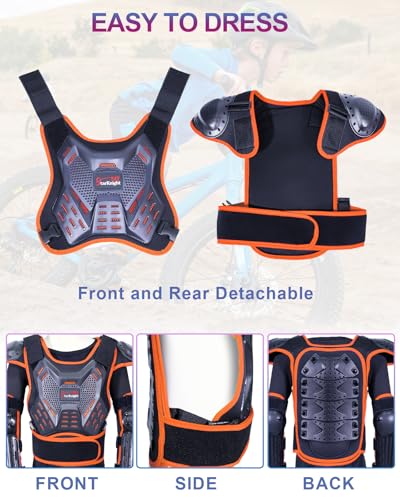 StarknightMT Kids Dirt Bike Gear - Youth Motorcycle Gear Riding Protective Motocross Armor Suit Chest Protector for Boys Girls Biking Cycling Skating Off-Road, Orange