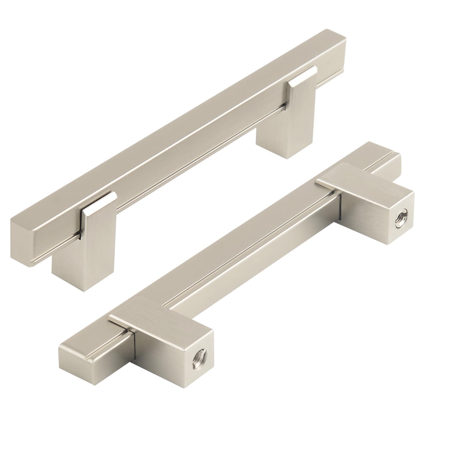 funifiti Adjustable Cabinet Drawer Pulls, Modern Square Bar Handles, 12 Inches Length, 3 Inches Width, Black and Brushed Nickel Finish, with Installation Hardware (5, Brushed Nickel, 3"-4.5")