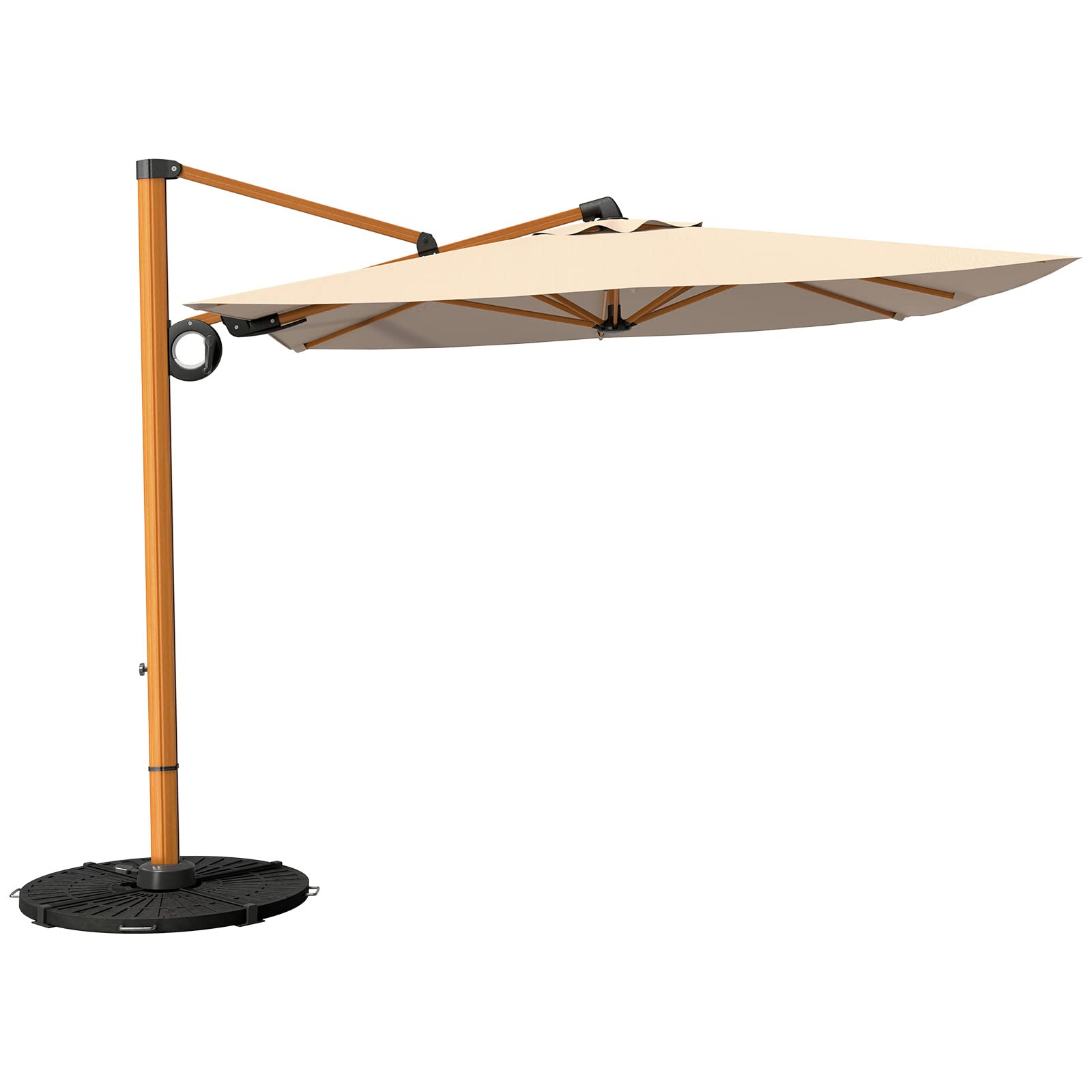 Grand patio Sonnenschirm Sonnenschutz Balkon, Ampelschirm 300 cm mit Kurbel, Windbeständig Sonnenschirme für Terrasse, Garten, Strand, UV-Schutz 50+ (Champagne, Rechteckig)