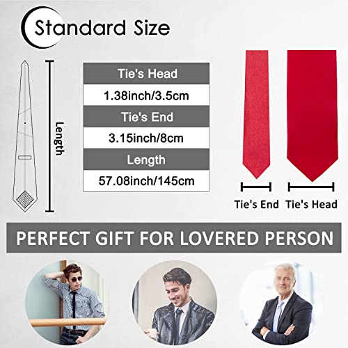 Image of Luckyvestir Mens Tie Solid Satin Neck Ties 3.15'' Formal Necktie for Wedding Business Christmas Father's Valentine's Day Gift