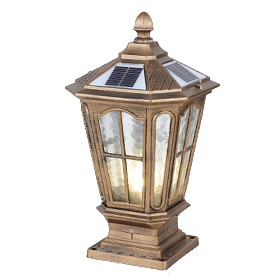 HCIPJQY Solar Yard Porch Fence Pillar Lights Outdoor Waterproof Garden Camping Column Lights American Retro Courtyard Glass Decor Lanterns Lights Or Tabletop Decor