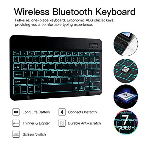 Image of JUQITECH Smart Detachable Wireless Backlit-Keyboard Case with Backlit Keyboard & S Pen Holder for Samsung-Galaxy-Tab S7 11 SM-T870 /T875 2020 Tablet [Black]