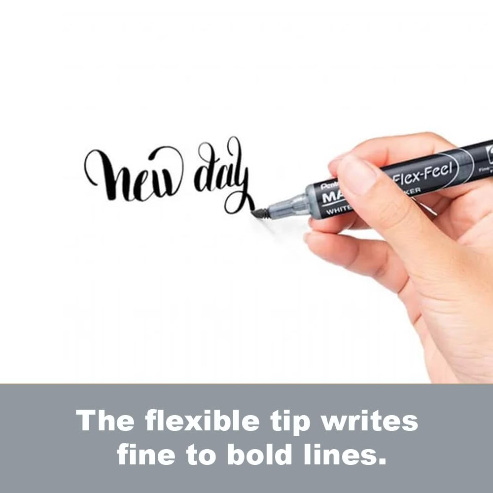 Pentel Rotuladores para pizarra blanca MWL5SBF-BX Maxiflo Flex-Feel, 12 unidades, color rojo.