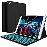 YEKBEE iPad Keyboard Case for New 2018 iPad, 2017 iPad, iPad Pro 9.7, iPad Air 1 and 2 - BT Backlit Detachable Quiet Keyboard - Slim Leather Folio Cover - 7 Color Backlight - Apple Tablet