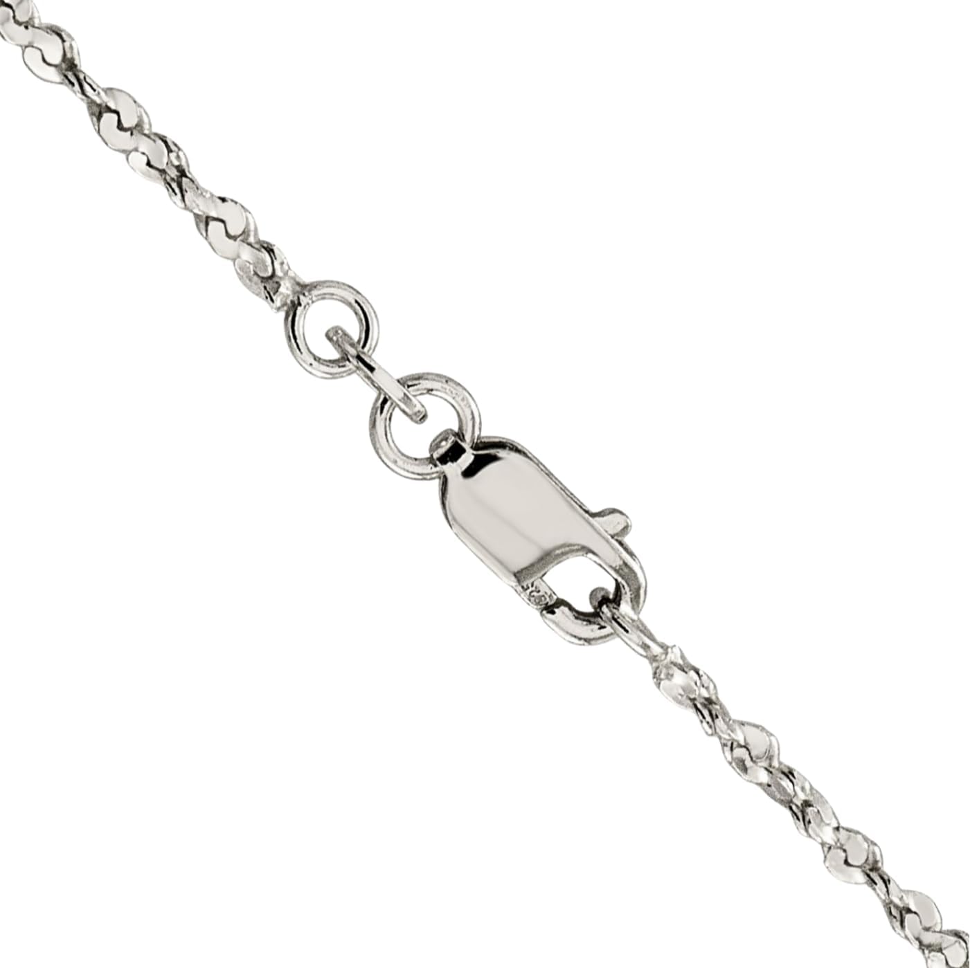 IceCarats 925 Sterling Silver 1.8mm Thin Twisted Serpentine Singapore Chain Necklace Polished
