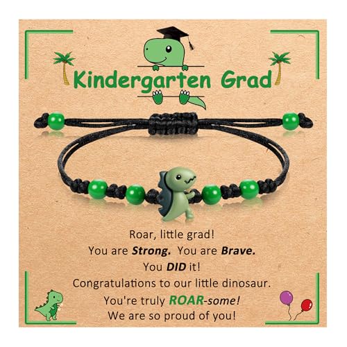 PEALICIOUS Kindergarten Graduation Gifts for Boys Kindergarten Graduation Bracelet Adjustable Graduations Dinosaur Bracelet with Sticker for Dinosaur Party Favors Class of 2026 Grad Gifts for Kinder Accessory