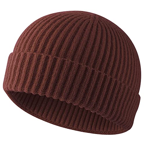 ROYBENS Swag Wool Knit Cuff Short Fisherman Beanie for Men Women, Winter Warm Hats