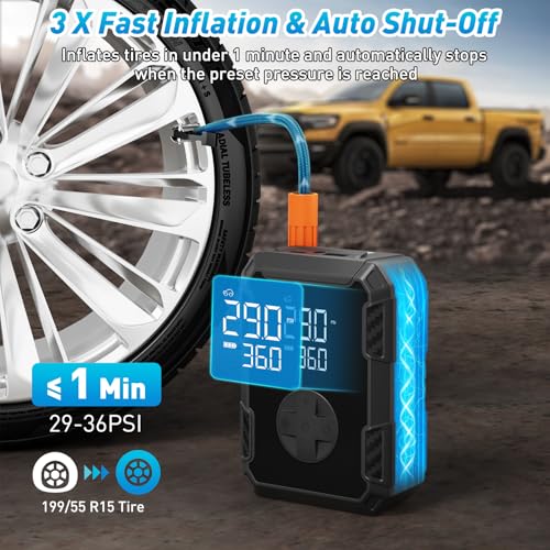 50% Off Tire Inflator - Wireless Dual Power, Auto Shut-Off - Image 3