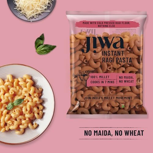 Image of Jiwa Instant Ragi Macaroni Pasta | 200 G | Cooks In 7 Minutes | Ready To Cook | 100% Millet | No Maida, No Atta | Gluten Free